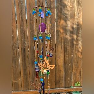 Glass & Mirrors Hummingbird Wind Chime Sun Catcher Handmade w Recycled Materials